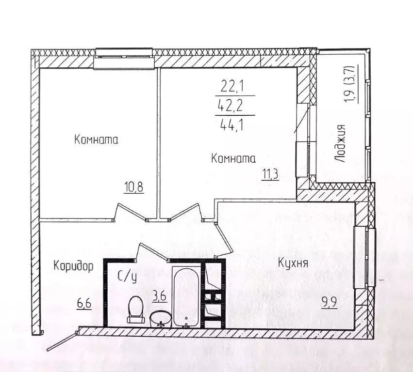2-комнатная квартира: Пермь, улица Солдатова, 30Б (42 м) - Фото 1