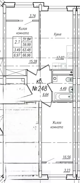 2-к кв. Тамбовская область, Тамбов Пахотная ул., 20 (66.96 м) - Фото 1