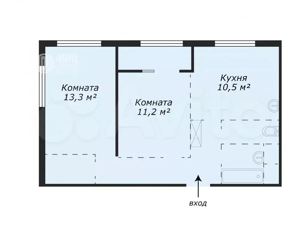 2-к. квартира, 51,8 м, 7/8 эт. - Фото 0