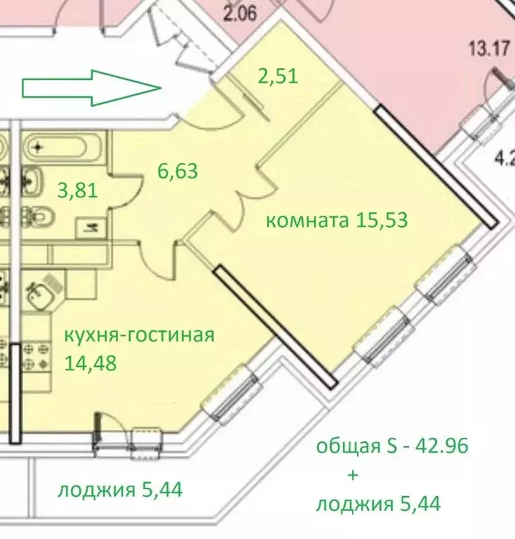 1-к кв. Москва 6-я Радиальная ул., 7/1к2 (42.96 м) - Фото 0