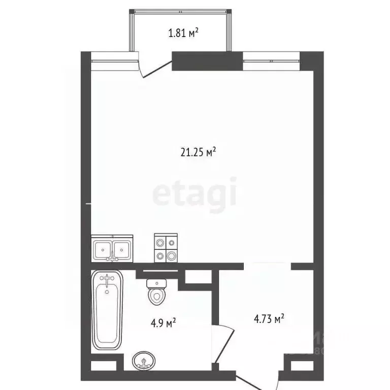 Студия Ростовская область, Ростов-на-Дону ул. Нансена, 109/3 (32.0 м) - Фото 2