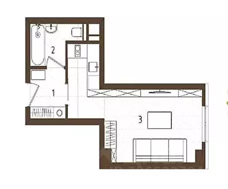 Студия Москва Большой Строченовский пер., 9 (28.0 м) - Фото 2