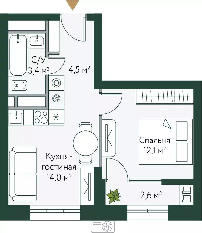 1-комнатная квартира: Волгоград, 221-й микрорайон (36.55 м) - Фото 0