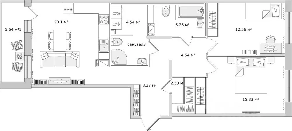 2-к кв. Санкт-Петербург ул. Плесецкая, 24 (79.87 м) - Фото 0