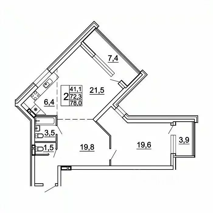 2-к кв. Приморский край, Владивосток Лесная ул., 1В/1 (78.0 м) - Фото 1
