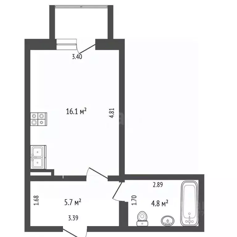 Студия Саха (Якутия), Якутск ул. Летчицы Веры Захаровой, 15/1 (26.7 м) - Фото 1
