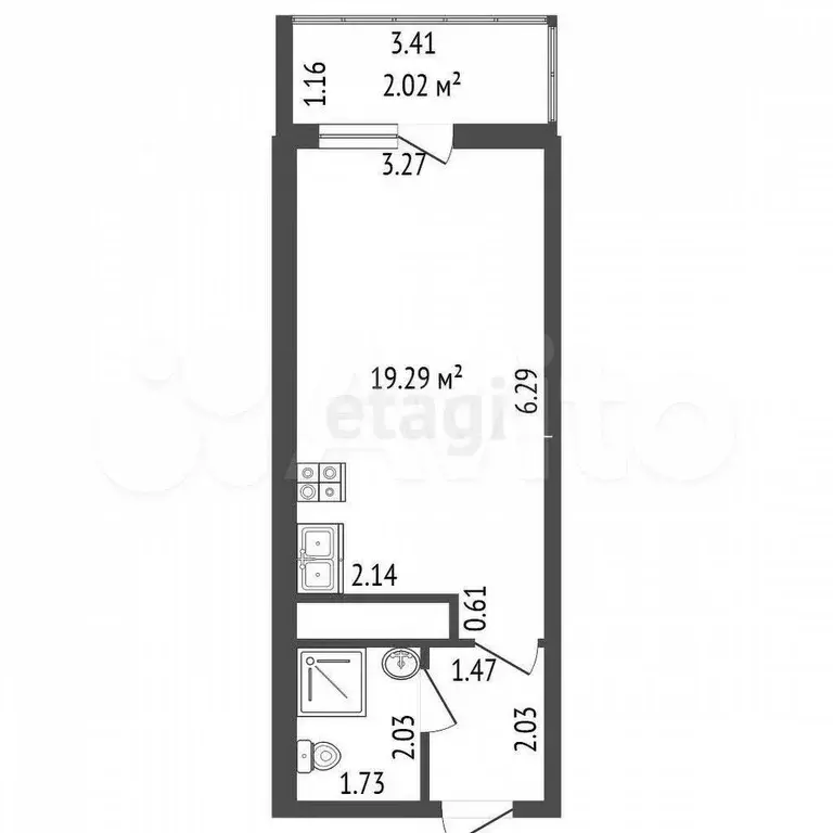 Квартира-студия, 27,9 м, 12/18 эт. - Фото 0