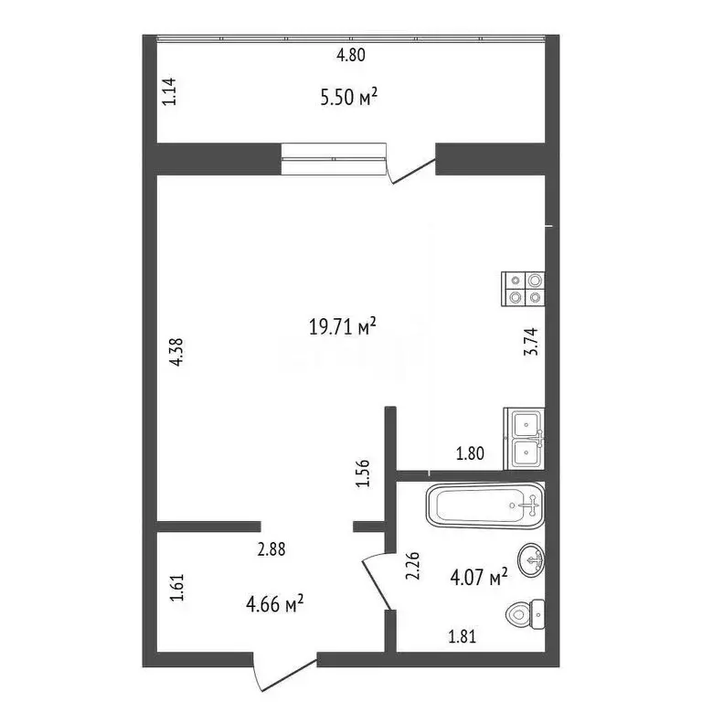 Квартира-студия: Тюмень, улица Тимофея Чаркова, 81к2 (28.6 м) - Фото 0