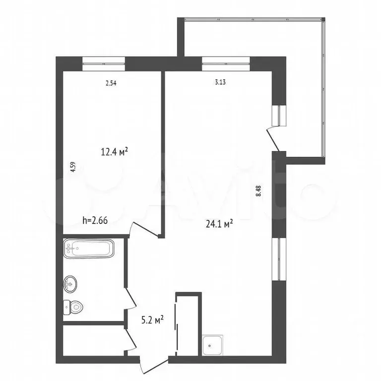 2-к. квартира, 50 м, 6/10 эт. - Фото 0