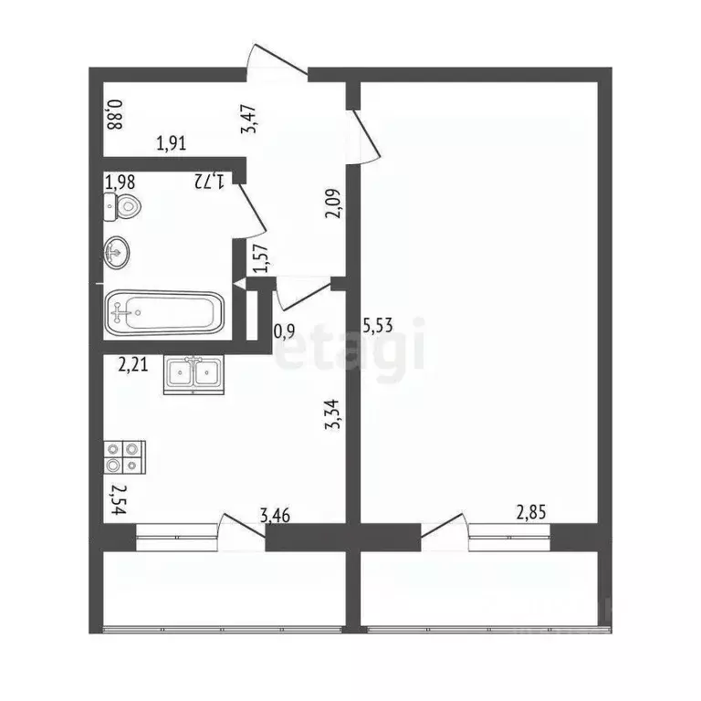 1-к кв. Мордовия, Саранск ул. 1-я Набережная, 68 (33.8 м) - Фото 0