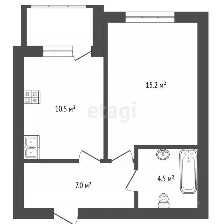 1-к кв. Калининградская область, Калининград Суздальская ул., 20к2 ... - Фото 2