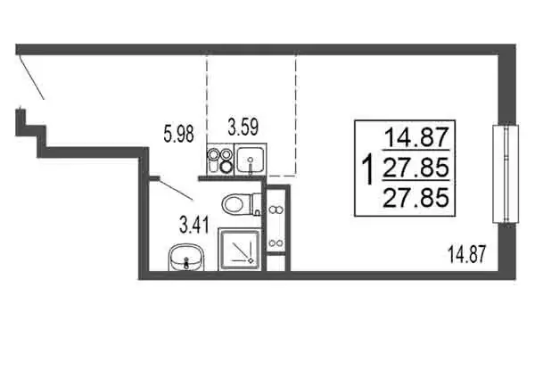 Квартира-студия: Лыткарино, 6-й микрорайон, 15Д (27.85 м) - Фото 0