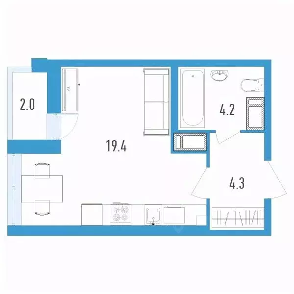 Студия Санкт-Петербург ул. Вадима Шефнера, 4 (28.9 м) - Фото 0