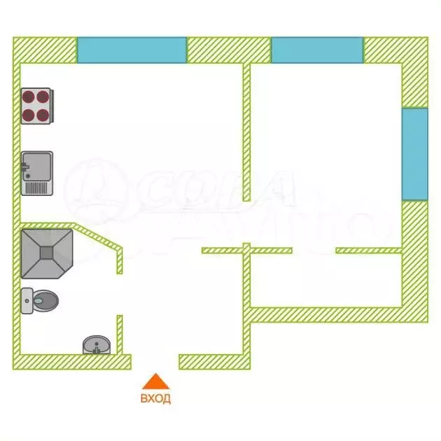 1-к. квартира, 35 м, 4/8 эт. - Фото 0