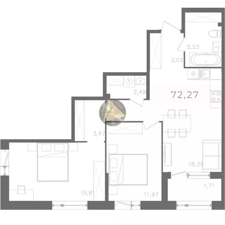 Продаётся 2-к квартира, 72.27 м - Фото 1