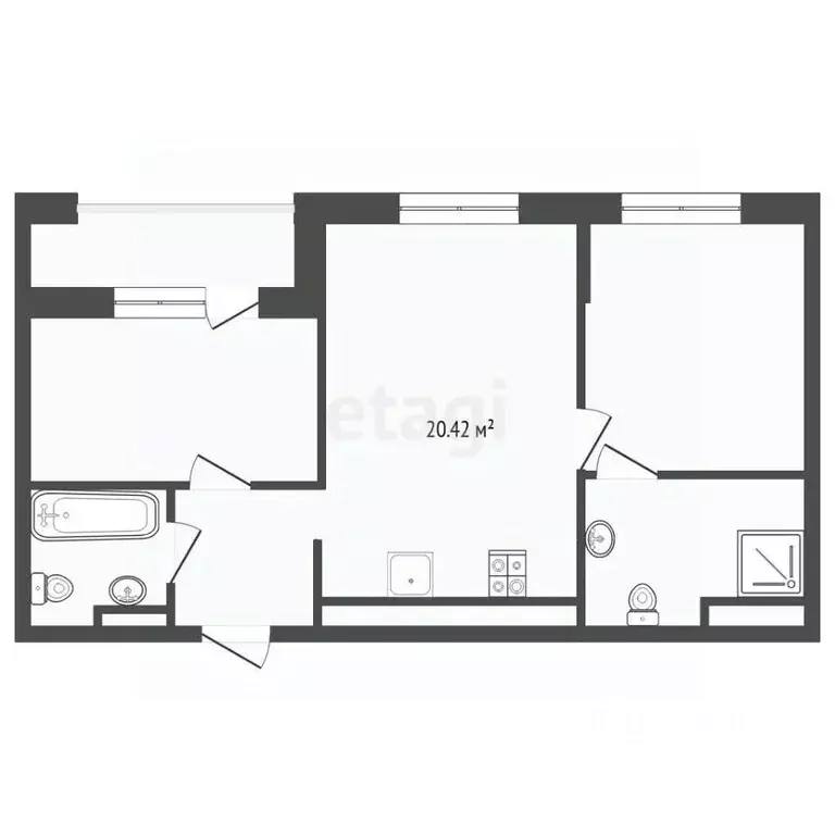 2-к кв. Тюменская область, Тюмень ул. Василия Малкова, 3 (61.08 м) - Фото 2