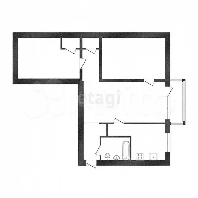 3-к. квартира, 55 м, 3/5 эт. - Фото 0