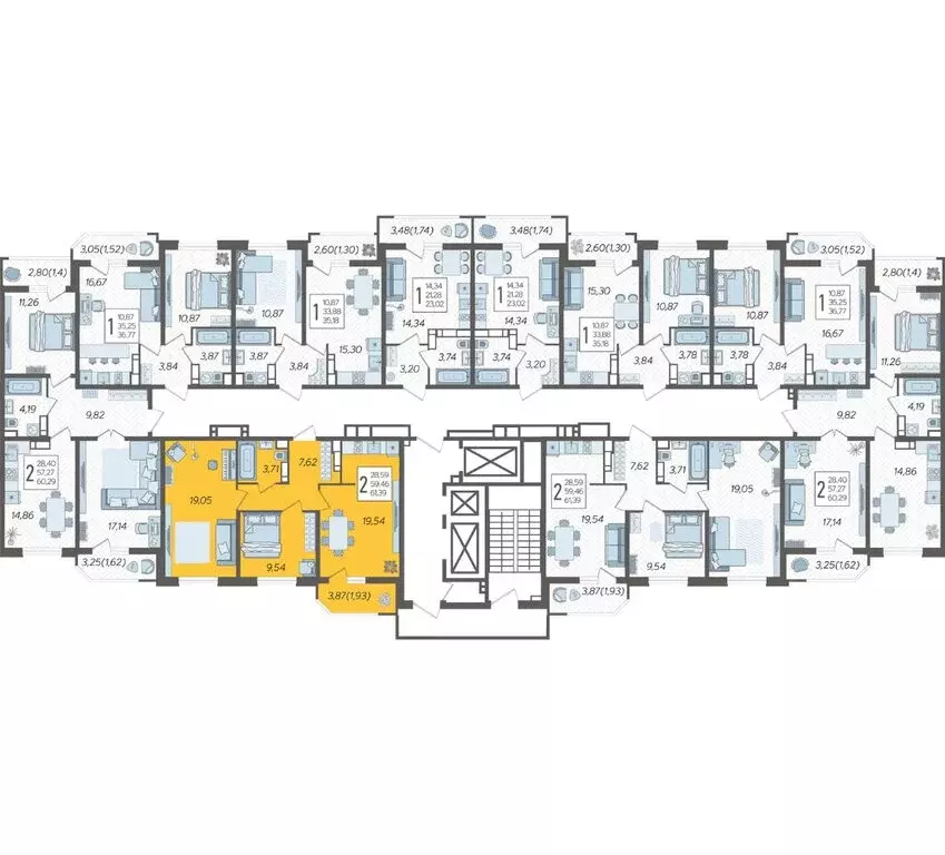2-комнатная квартира: Краснодар, Уральская улица, 87/7 (61.39 м) - Фото 2