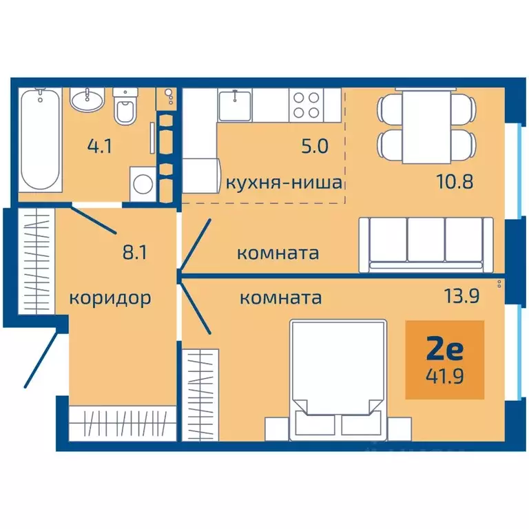 2-к кв. Пермский край, Пермь Целинная ул., 59к1 (41.9 м) - Фото 1