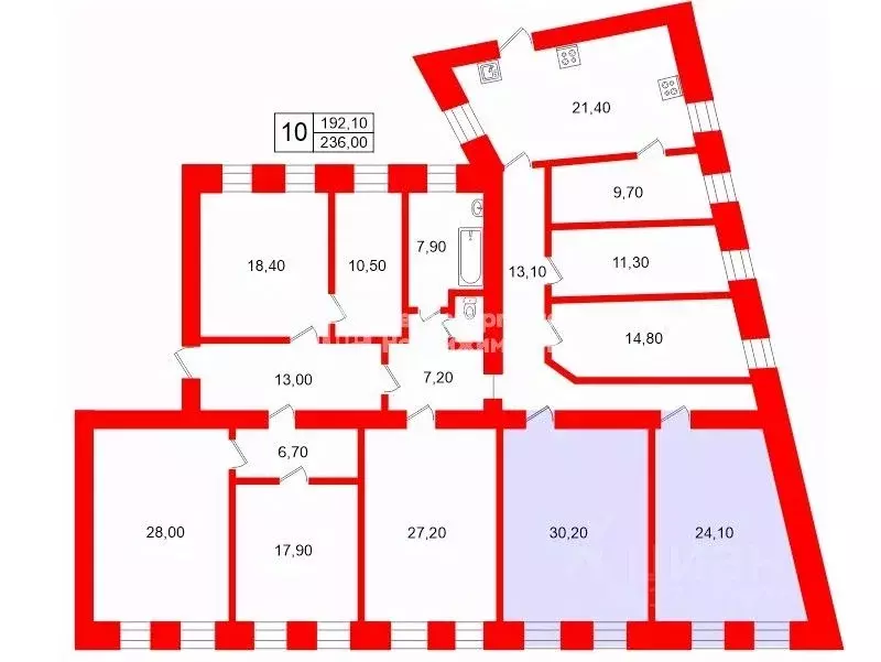 Комната Санкт-Петербург Загородный просп., 21-23 (54.3 м) - Фото 2