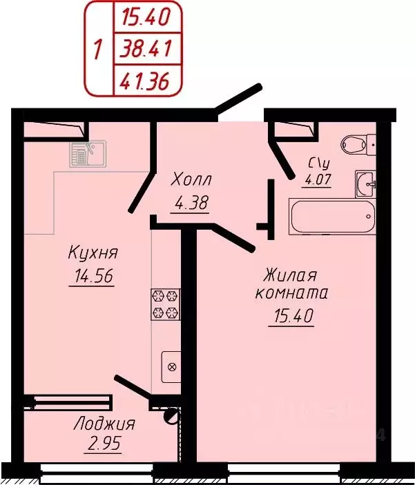 1-к кв. Ставропольский край, Кисловодск ул. 40 лет Октября, 37Б (41.36 ... - Фото 1