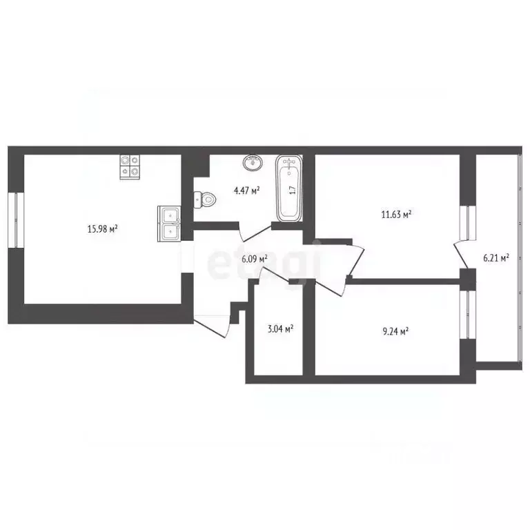 2-к кв. Мордовия, Саранск Республиканская ул., 49 (58.0 м) - Фото 2