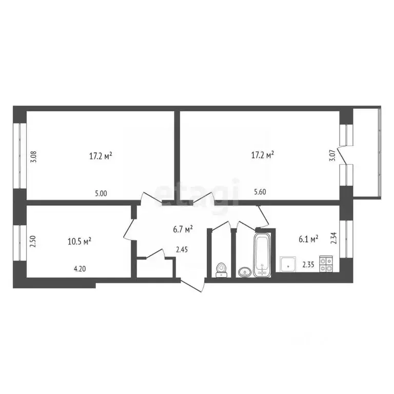 3-к кв. Коми, Сыктывкар Коммунистическая ул., 84 (61.6 м) - Фото 2
