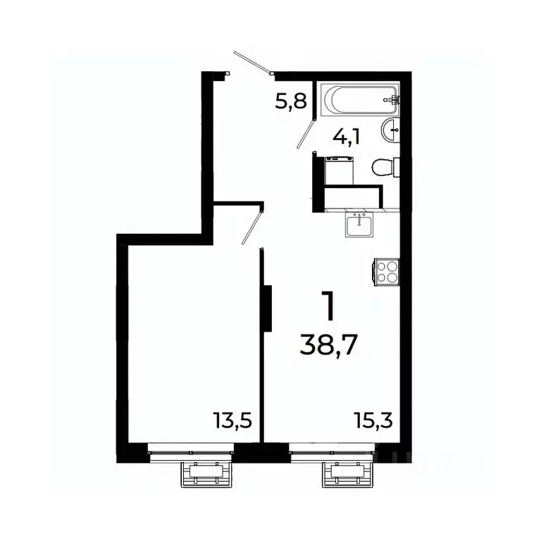 1-к кв. Нижегородская область, Нижний Новгород ул. Коперника, 15 (38.7 ... - Фото 1