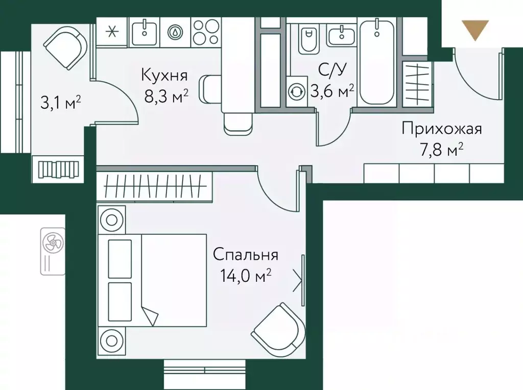 1-к кв. Волгоградская область, Волгоград Новосибирская ул., 74 (36.8 ... - Фото 1