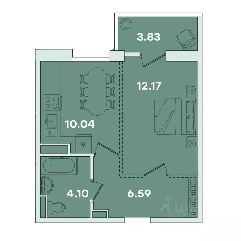 1-к кв. Иркутская область, Иркутск ул. Петрова, 18 (36.73 м) - Фото 0