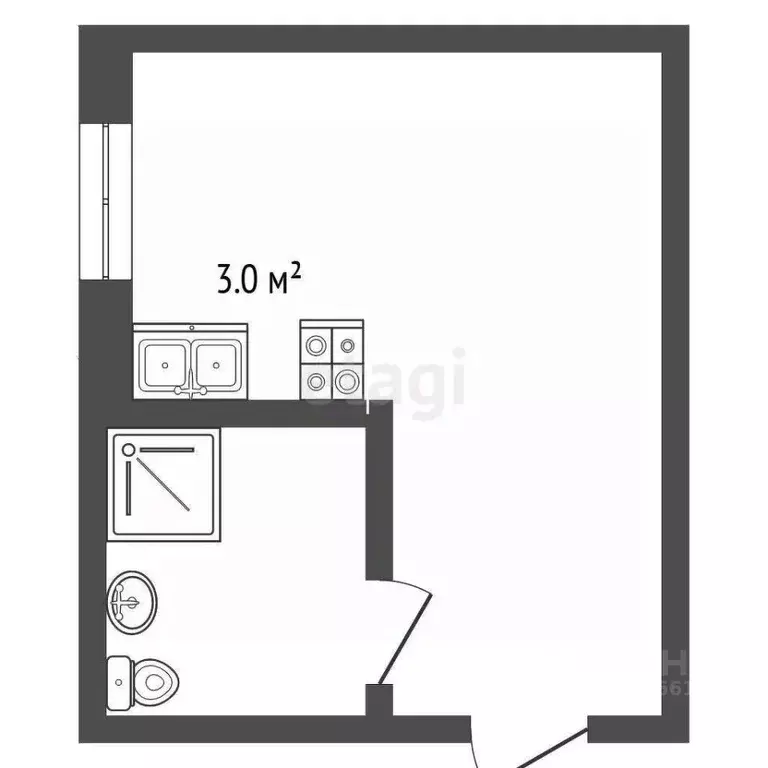 Студия Томская область, Томск ул. Нахимова, 4А (12.0 м) - Фото 2
