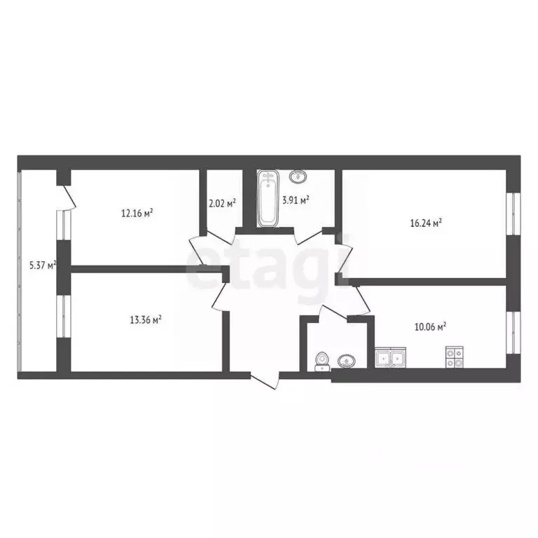 3-к кв. Калужская область, Калуга проезд Юрия Круглова, 6 (76.0 м) - Фото 2
