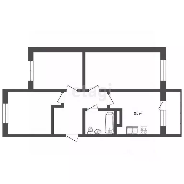 3-к кв. Кемеровская область, Юрга ул. Мира, 21 (56.4 м) - Фото 1