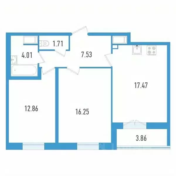 2-к кв. Санкт-Петербург Дефанс жилой комплекс (61.76 м) - Фото 0