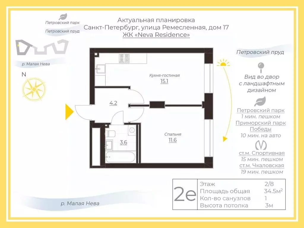 1-к кв. Санкт-Петербург Ремесленная ул., 17 (34.5 м) - Фото 1