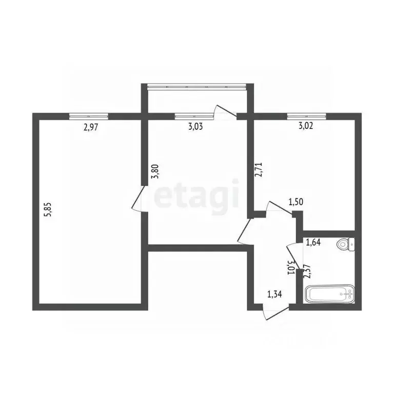2-к кв. Амурская область, Благовещенск Амурская ул., 120 (45.0 м) - Фото 1