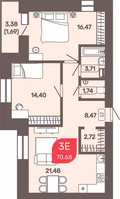 3-к кв. Забайкальский край, Чита Романовский мкр, 31 (70.68 м) - Фото 0