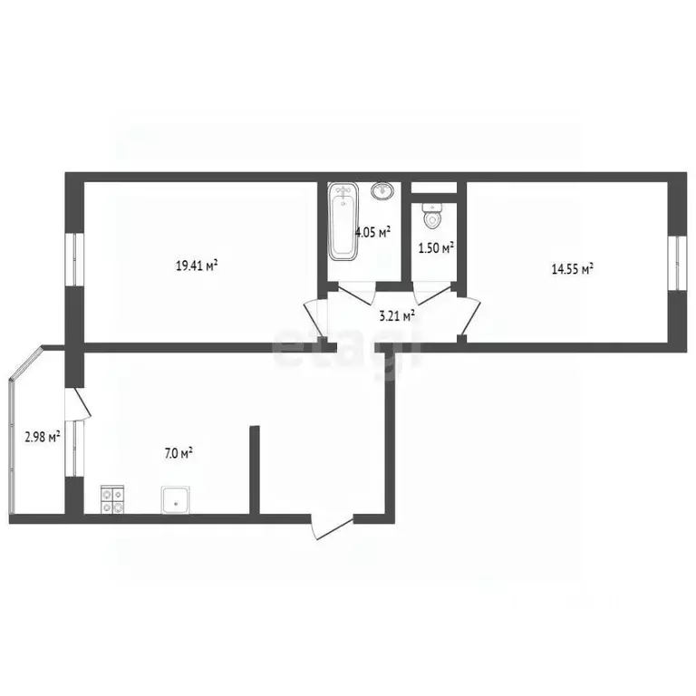 2-к кв. Тюменская область, Тюмень ул. Николая Семенова, 29 (66.1 м) - Фото 2