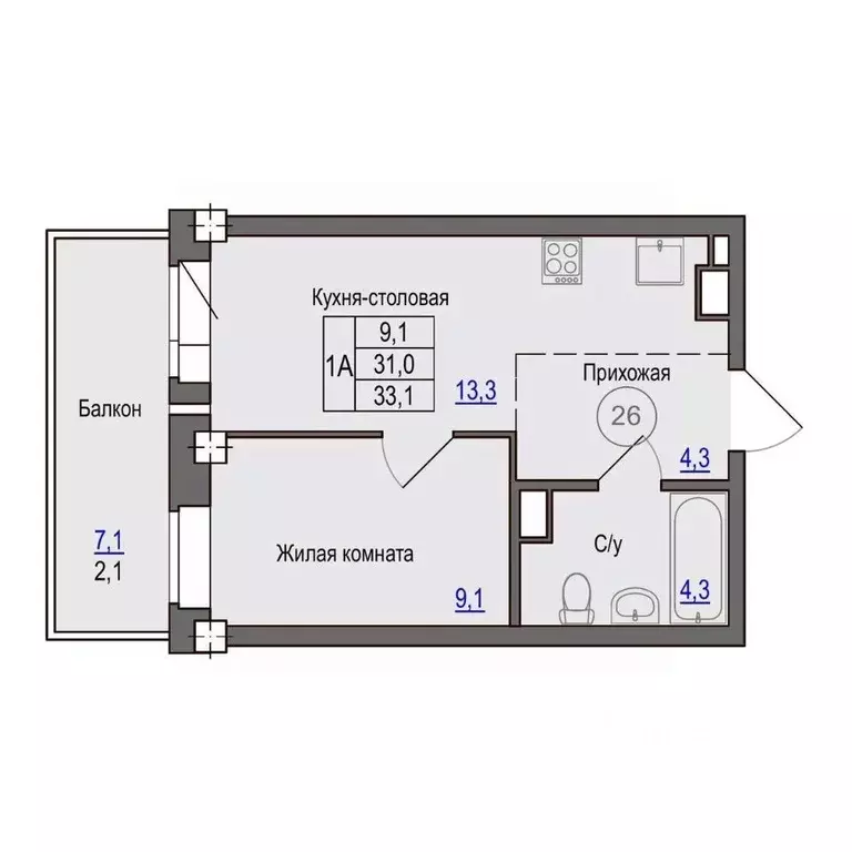 1-к кв. Псковская область, Псковский район, Завеличенская волость, д. ... - Фото 1