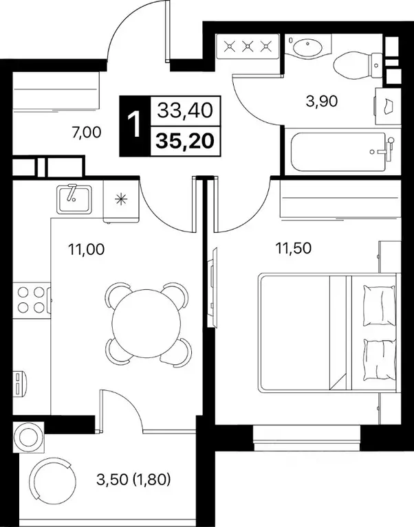 1-к кв. Ростовская область, Ростов-на-Дону Эстет жилой комплекс (35.2 ... - Фото 1