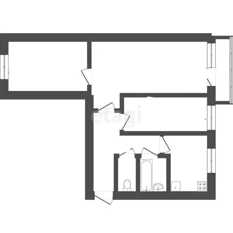 3-комнатная квартира: Сосенский, Сосенский, улица Кирова, 14 (58.4 м) - Фото 1