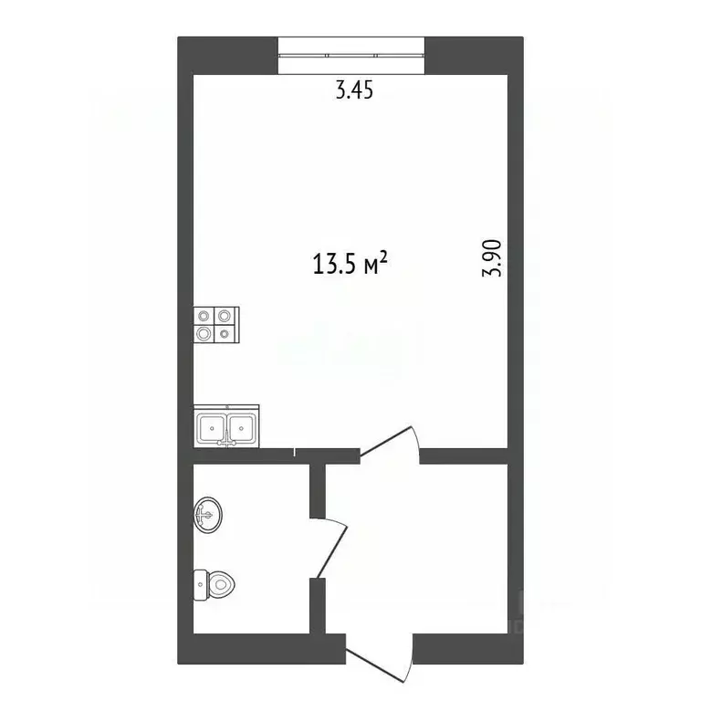 Студия Тюменская область, Тюмень проезд Геологоразведчиков, 6 (18.8 м) - Фото 2