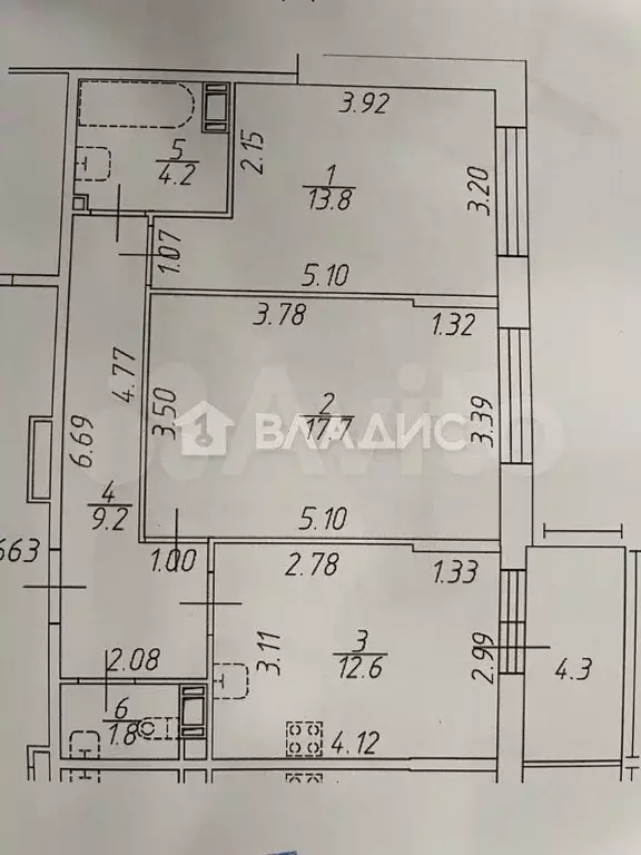 2-к. квартира, 59,3 м, 7/9 эт. - Фото 1