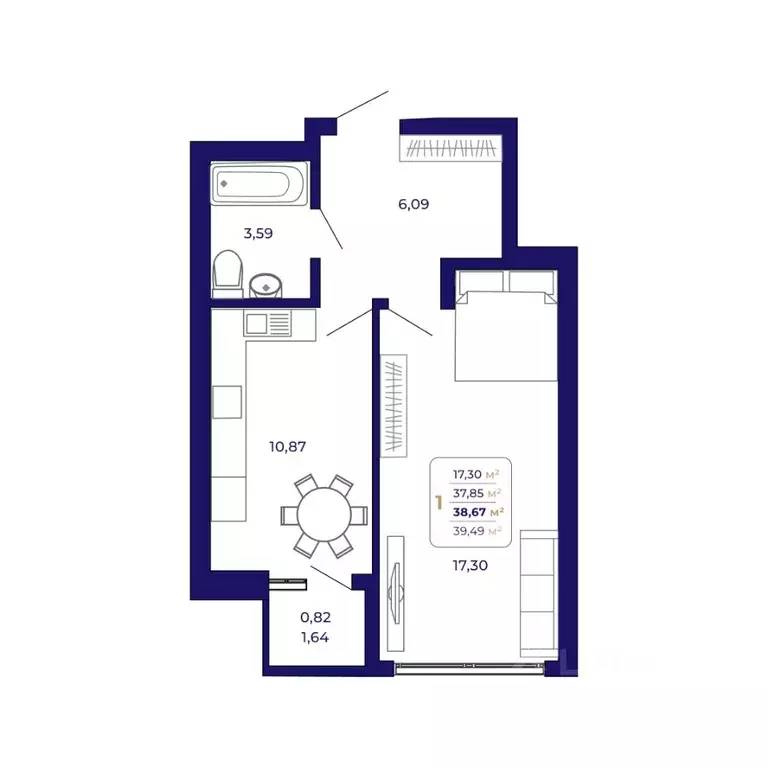 1-к кв. Башкортостан, Уфа Затон-Восточный жилрайон, Паруса жилой ... - Фото 1