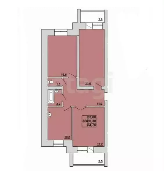 3-комнатная квартира: Абакан, улица Кирова, 185к3 (70 м) - Фото 0