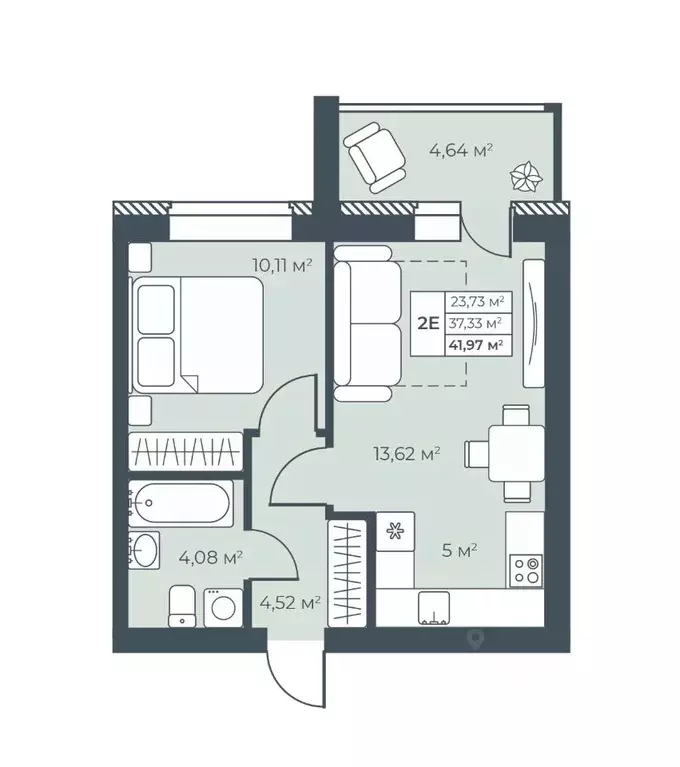 2-к кв. Нижегородская область, Выкса инженера Шухова кв-л,  (41.97 м) - Фото 1