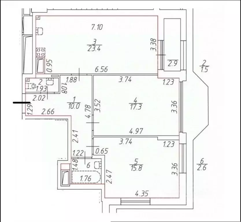 2-к кв. Санкт-Петербург Октябрьская наб., 40 (73.6 м) - Фото 2