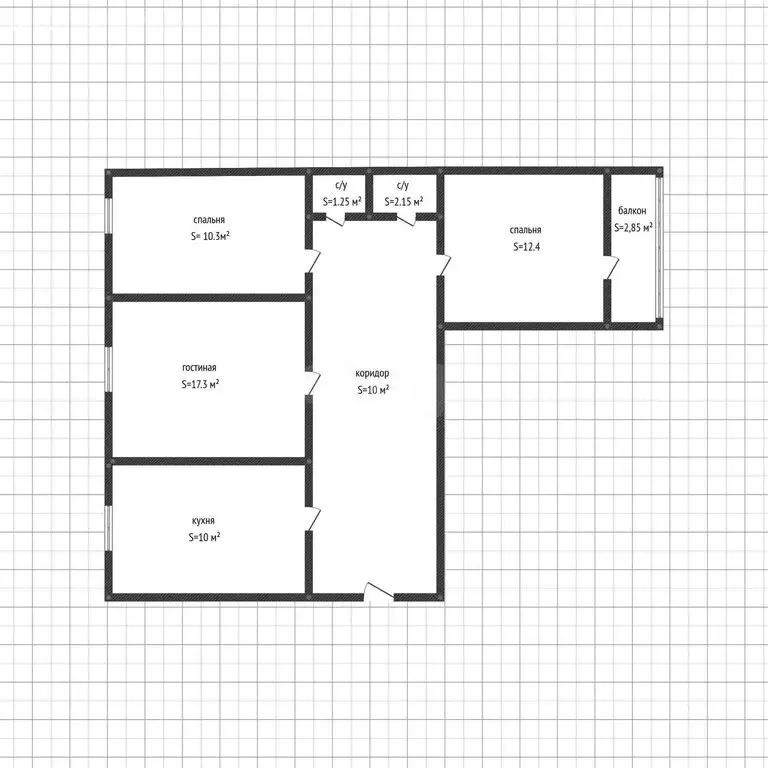 3-комнатная квартира: Майкоп, Крестьянская улица, 451 (64.4 м) - Фото 1