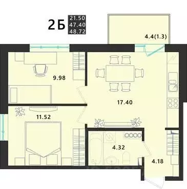 2-к кв. Псковская область, Псковский район, Завеличенская волость, д. ... - Фото 1