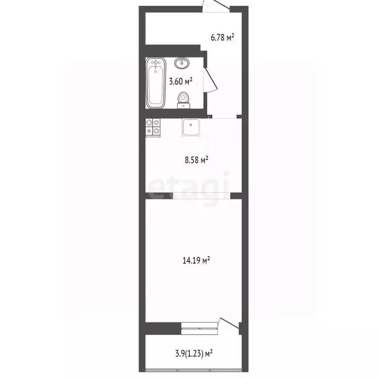 Студия Крым, Ялта ул. Кирова, 155 (32.8 м) - Фото 2